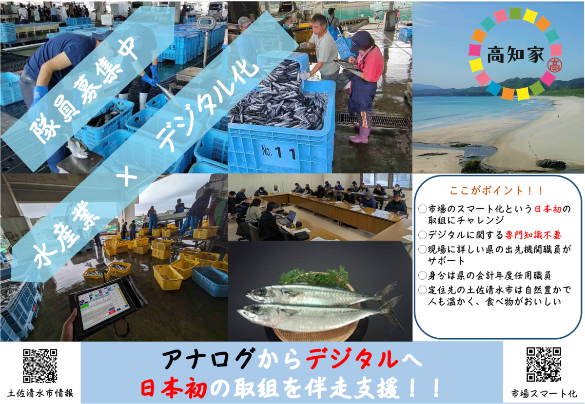 【高知県】水産業×デジタル化！高知県産地市場スマート化推進員（高知県版地域おこし協力隊）募集中