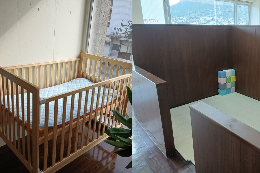 おむつ替え台やキッズスペースも完備