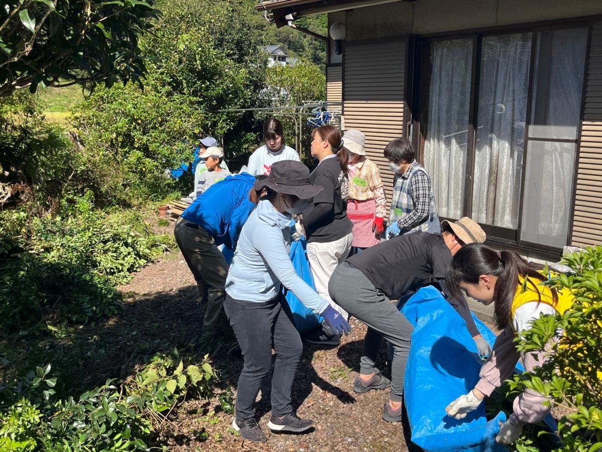 家の前の草引き